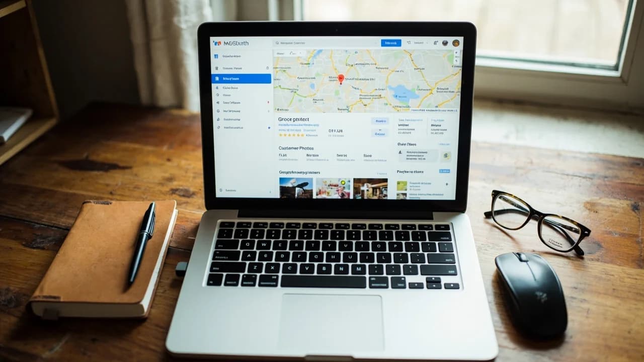 A step-by-step screenshot showing Google Business Profile verification steps on a laptop screen in Ottawa.